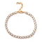 304 Stainless Steel Rhinestone Strass Chain Bracelets, Rhinestone Cup Chains, with Lobster Claw Clasps, Crystal, Golden, 6-3/4 inch(17cm)