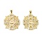 Brass Micro Pave Cubic Zirconia Pendants, Mother Themes, Long-Lasting Plated, Cadmium Free & Lead Free, Rack Plating, Real 18K Gold Plated, Cross, 27x24x3.5mm, Hole: 3.8x3.3mm