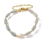 Natural Pearl & Glass Beaded Link Bracelets, Brass Wire Wrapped Bracelet with Magnetic Clasps, Real 14K Gold Plated, Inner Diameter: 2 inch(5.1cm)