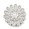 Brass Micro Pave Cubic Zirconia Slide Charms, Long-Lasting Plated, Flower, Platinum, 13.5x7mm, Hole: 2x12mm