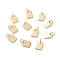 Brass Charms, with Jump Rings, Long-Lasting Plated, Rectangle with Word Good Luck, Real 18K Gold Plated, 9x7x1mm, Jump Ring: 5x1mm, Inner Diameter: 3mm 