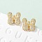 Brass Micro Pave Cubic Zirconia Stud Earrings, Rack Plating, Long-Lasting Plated, Real 18K Gold Plated, Letter W, 13.5x14mm