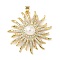 Brass Micro Pave Cubic Zirconia ABS Plastic Peal Pendants, Flower, Lead Free & Cadmium Free, Long-Lasting Plated, Real 18K Gold Plated, Rack Plating, Clear, 35x33x10.5mm, Hole: 4.5x3.5mm