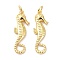 Eco-Friendly Brass Pendants, with Jump Ring, Long-Lasting Plated, Sea Horse, Real 18K Gold Plated, 26.5x9x3mm