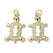 Brass Micro Pave Cubic Zirconia Pendants, Cadmium Free & Lead Free, with Shell, Tortoise, Real 18K Gold Plated, 22.5x14.5x3mm, Hole: 3mm