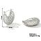 Moon-shaped Brass Rhinestone Hoop Earrings for autumn and winter, stylish and elegant, Silver, 17x7mm