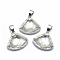 Natural Quartz Crystal Pendants, with Brass Findings, Triangle, Faceted, Platinum, 17.5x19x6.5mm, Hole: 3.5x5mm