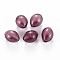 Transparent Handmade Blown Glass Globe Beads, Stripe Pattern, Oval, Old Rose, 15~16x11~12mm, Hole: 1.5~2.2mm