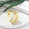 Rack Plating Brass Micro Pave Clear Cubic Zirconia Open Cuff Finger Rings for Women, Long-Lasting Plated, Real 18K Gold Plated, 13.5mm, Adjustable