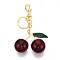 Alloy Resin Cherry Keychains, with Enamel, Cadmium Free & Lead Free, Golden, Dark Red, 135mm