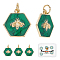 Beebeecraft 1 Box 6Pcs Hexagon Charms 18K Gold Plated Brass Bee Green Enamel Charm Pendants with Jump Ring for Jewelry Making Necklace Bracelet DIY Crafts