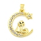 Brass Micro Pave Clear Cubic Zirconia Pendants, Cadmium Free & Nickel Free & Lead Free, The 12 Chinese Zodiac, Snake, 21x16.5x3mm, Hole: 4x2.8mm