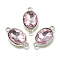 Alloy Glass Links connectors, Faceted, Oval, Platinum, Pearl Pink, 22x12x6mm, Hole: 1.5mm