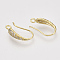 Brass Micro Pave Cubic Zirconia Earring Hooks, with Horizontal Loop, Nickel Free, Clear, Real 18K Gold Plated, 19~20x10~11x4mm, Hole: 2mm, 21 Gauge, Pin: 0.7mm