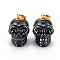 Electroplate K9 Glass Pendants, with Golden Plated Brass Bails, Skull, Halloween, Gunmetal Plated, 25x26~27x19mm, Hole: 5x3mm