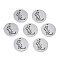 Non-Tarnish 304 Stainless Steel Charms, Laser Cut, Designed Letter Engraved, Flat Round, Stainless Steel Color, Letter.L, 14x1mm, Hole: 1.2mm