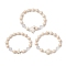 3 Pcs Synthetic Turquoise & Wood & Glass Beaded Stretch Bracelets for Boys Girls, Starfish/Tortoise/Dolphin, White, Inner Diameter: 1-3/4 inch(4.5cm)