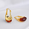 Brass Resin Hoop Earrings, Golden, Oval, Chocolate, 33x20mm