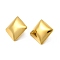 Ion Plating(IP) 304 Stainless Steel Stud Earrings, with Vertical Loops, Rhombus, Real 18K Gold Plated, 20x20mm, Pin: 0.8mm