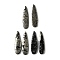 Natural Pyrite Pendants, Teardrop Charms, 39x10~11x3.5~4.5mm, Hole: 0.9~1mm