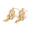 Brass Stud Earring Findings, with Peg Bails for Half Drilled Beads, Cadmium Free & Nickel Free & Lead Free, Real 18K Gold Plated, 28x9mm, Pin: 0.5~0.6mm