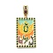 Brass Micro Pave Cubic Zirconia Pendants with Enamel, Cadmium Free & Nickel Free & Lead Free, 
Rectangle, Colorful, 42x25x3mm, Hole: 9x6mm