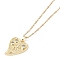 201 Stainless Steel Cable Chain Necklaces, Brass Micro Pave Cubic Zirconia Pendant Necklaces, Heart with Rose, Real 18K Gold Plated, 16.14 inch(41cm)
