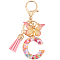 Zinc Alloy Tassel Keychain, with Resin and Sequin, Letter C, 11~11.5cm