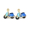 304 Stainless Steel Enamel Pendants, Ion Plating(IP), Motobike Charms, Golden, Blue, 21.5x22x8.5mm, Hole: 2.5x1.5mm