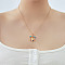 Vintage Brass Cubic Zirconia Religious Virgin Mary Heart Hollow Pendant Necklaces, Christmas Party Gift, Golden, Colorful, 15.75 inch(40cm)