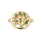Brass Pave Clear and Green Cubic Zirconia Hollow Connector Charms, Cadmium Free & Lead Free, Tree of Life Links, Real 16K Gold Plated, 17x22.5x3.5mm, Hole: 1mm