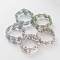 Five Loops Imitation Jade Glass Beaded Wrap Bracelets, with Tibetan Style Alloy Findings and Steel Bracelet Memory Wire, Stainless Steel Color, Mixed Color, 56mm