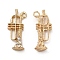 Rack Plating Alloy Rhinestone Pendants, Cadmium Free & Nickel Free & Lead Free, Musical Instruments Charms, Golden, 24x10x3.5mm, Hole: 1.8mm