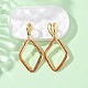 Серьги-кольца из латуни с кубическим цирконием и ромбами EJEW-L303-02G-3
