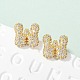 Латунные микро проложить серьги стержня кубического циркония EJEW-Z091-04G-W-1