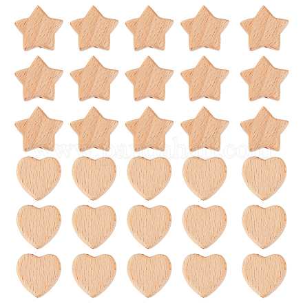 30шт 2 вида деревянных бусин WOOD-OC0002-74-1