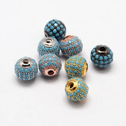 Круглые латунные микро проложить кубического циркония бусы ZIRC-L053-25-1