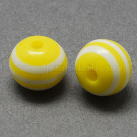 Круглые бусины полосатая смолы RESI-R158-10mm-01-1