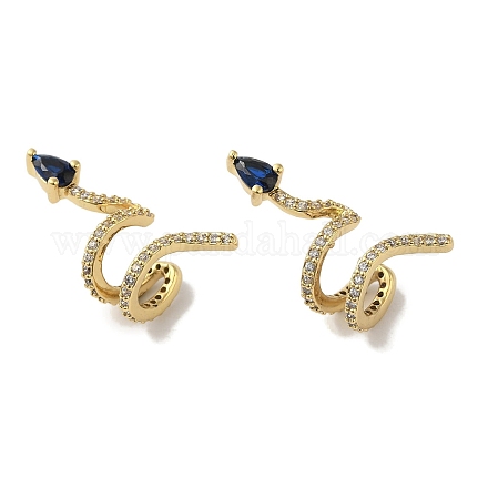 Серьги-каффы из латуни с микропаве из кубического циркония EJEW-R162-47G-1