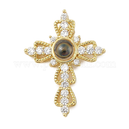 Подвески из латуни микропаве с фианитами и стеклом KK-M315-01G-04-1