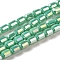 Electroplate Glass Beads Strands, Faceted, AB Color, Column, Medium Aquamarine, 4x5~6mm, Hole: 1mm, about 80pcs/strand, 40~48cm