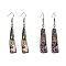 Abalone Shell/Paua ShellEarrings, with Brass Earring Hooks, Triangle, Colorful, 50~68x11~19x1.4mm, Hook: 18.7mm