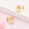 Brass Micro Pave Clear Cubic Zirconia Cuff Earrings, Star, Real 18K Gold Plated, 19x16x13mm