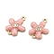 Brass Micro Pave Clear Cubic Zirconia Pendants, with Enamel, Flower, Real 18K Gold Plated, 16x13x3mm, Hole: 1.5mm