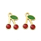 304 Stainless Steel Charms, with Enamel, Ion Plating(IP), Real 18K Gold Plated, Cherry, 14.5x10.5x1.5mm, Hole: 1.8mm
