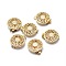 Yellow Gold Filled Box Clasps, 1/20 14K Gold Filled, Cadmium Free & Nickel Free & Lead Free, Flat Round with Flower, 12x4.7mm, Hole: 1.5mm