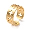 Golden 304 Stainless Steel Open Cuff Rings, Hollow, Cross, Inner Diameter: 16.8mm