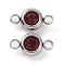 304 Stainless Steel Rhinestone Links Connectors, Flat Round, Stainless Steel Color, Siam, 12x6.5x4mm, Hole: 2mm