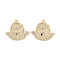 Brass Micro Pave Clear Cubic Zirconia Enamel Pendants, Cadmium Free & Nickel Free & Lead Free, Flower Charms, Real 18K Gold Plated, 13.5x15.5x4.5mm, Hole: 1mm