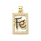 Brass Micro Pave Cubic Zirconia Pendants, Rectangle with Word, Enamel Style, Rack Plating, Cadmium Free & Lead Free, Long-Lasting Plated, Real 18K Gold Plated, Black, 24x15x2.5mm, Hole: 3x3.5mm